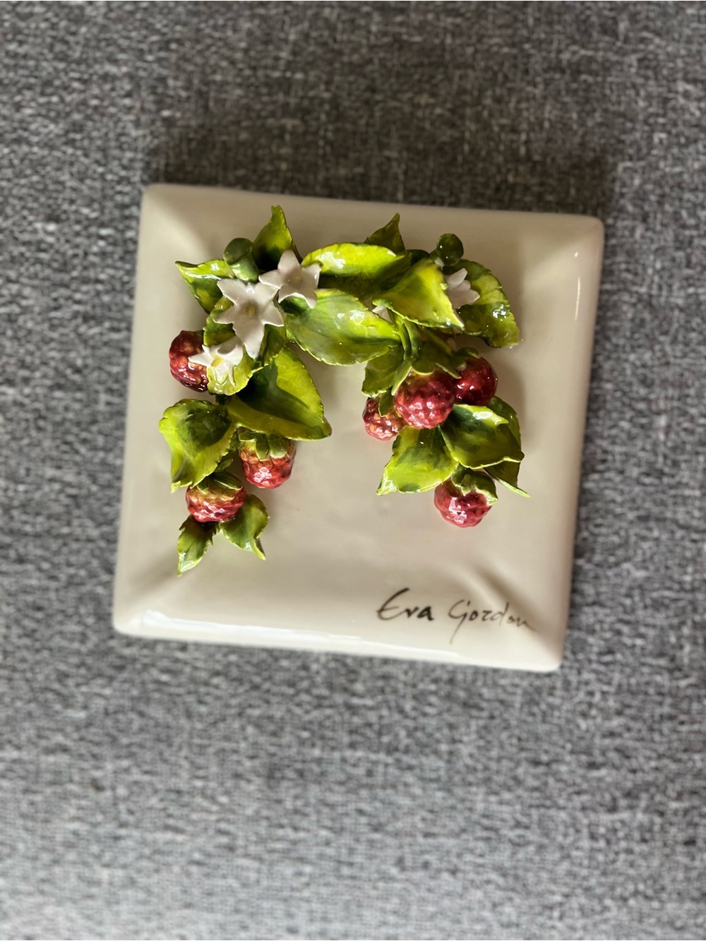 Eva Gordon Signed 3D Ceramic Fruit Wall Tile
